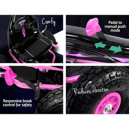 Rigo Kids Pedal Go Kart Car Ride On Toys Racing Bike Rubber Tyre Adjustable Seat Pink - Image 6