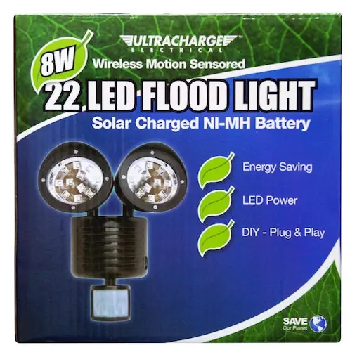 Ultracharge LED Flood Wall Light Outdoor 8W Wireless Motion Sensor Solar Charged - Image 4