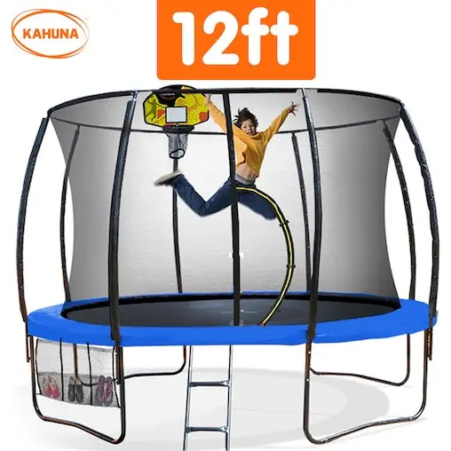 Trampoline Kahuna 12ft With Basketball Set - Blue - Image 3