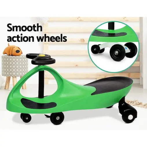 Kids Ride On Car Swing Car Toys Cars Wiggle Scooter Childrens Balance Bike Rigo - Green - Image 4