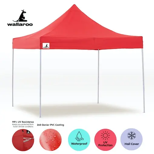 Gazebo Tent Marquee 3x3 PopUp Outdoor Wallaroo Red - Image 7