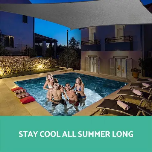 Instahut Sun Shade Sail Cloth Shadecloth Outdoor Canopy Rectangle 280gsm 5x6m Grey - Image 6