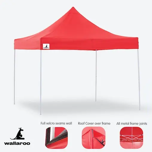 Gazebo Tent Marquee 3x3 PopUp Outdoor Wallaroo Red - Image 4