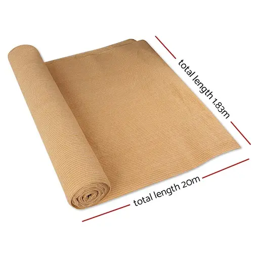 Instahut 90% Sun Shade Cloth Shadecloth Sail Roll Mesh Outdoor 195gsm 1.83x20m Beige - Image 2