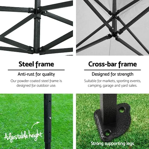 Instahut Gazebo Pop Up Marquee 3x3 Tent Folding Gazebos - Image 4