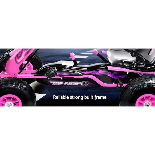 Rigo Kids Pedal Go Kart Car Ride On Toys Racing Bike Rubber Tyre Adjustable Seat Pink - Image 4
