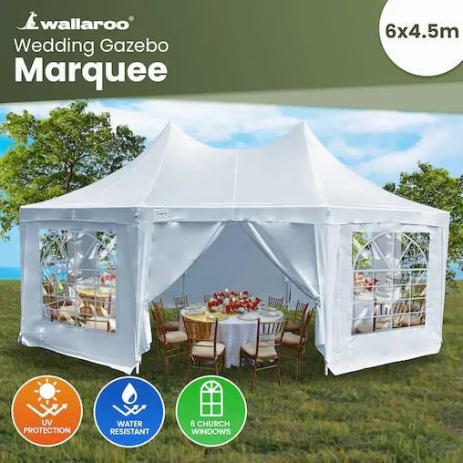 Wallaroo 6x4.5m Wedding Gazebo Marquee With Sidewalls - Image 14