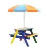 Keezi Kids Outdoor Table And Chairs Picnic Umbrella Colourful Wooden