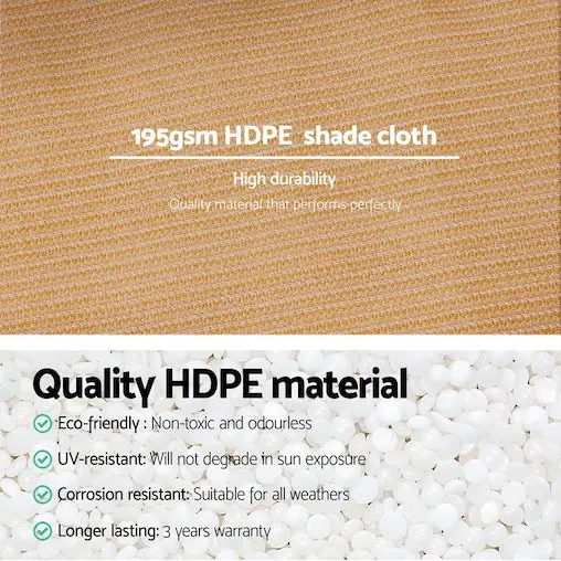 Instahut 90% Sun Shade Cloth Sail Roll Mesh Outdoor 195gsm 3.66x20m Beige - Image 4