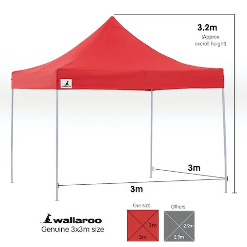Gazebo Tent Marquee 3x3 PopUp Outdoor Wallaroo Red - Image 8