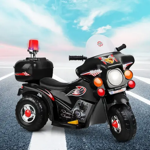 Kids Ride On Car Police Patrol Motorcycle Electric Motorbike Toy Bike Cars Battery Children Toys Black 6V For Boys Girls Rigo - Image 2