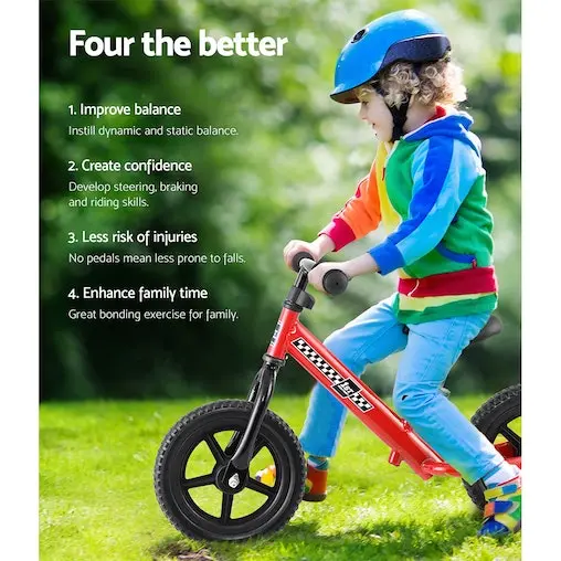 Rigo Kids Balance Bike Ride On Toys Push Bicycle Wheels Toddler Baby 12" Bikes Red - Image 5