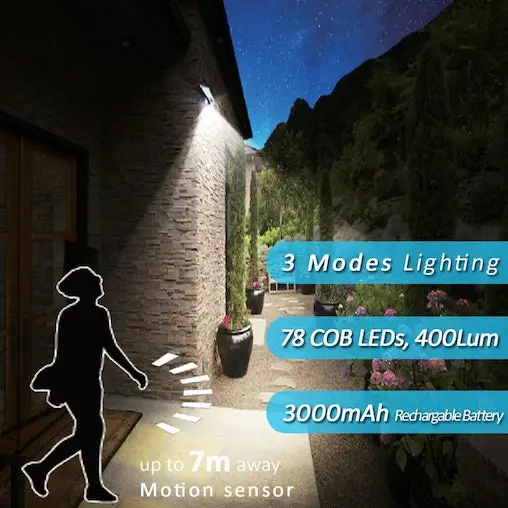 Sansai Solar Power LED Sensor Light Outdoor Motion Activated 2400mAh 3 Modes - Image 2