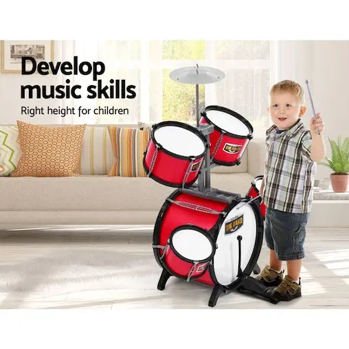 Keezi Kids 7 Drum Set Junior Drums Kit Musical Play Toys Childrens Mini Big Band - Image 6