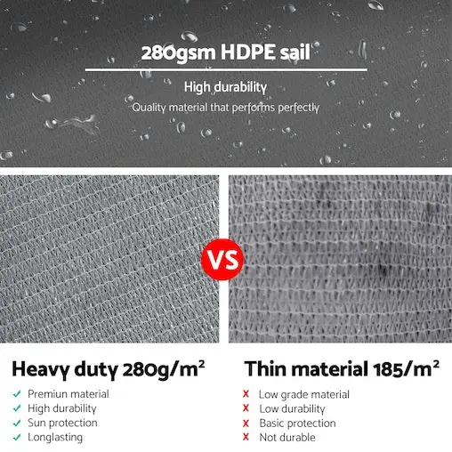 Instahut Sun Shade Sail Cloth Shadecloth Outdoor Canopy 6x6x6m - Image 5