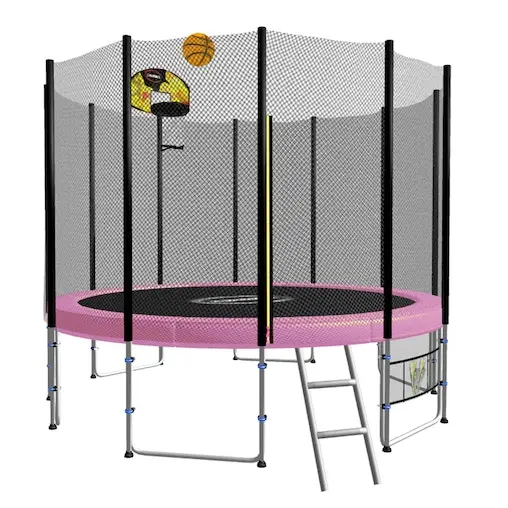 Kahuna Trampoline Blizzard 12ft With Basketball Set Pink