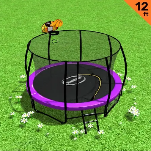 Trampoline 12 Ft Kahuna With Basketball Set - Purple - Image 2